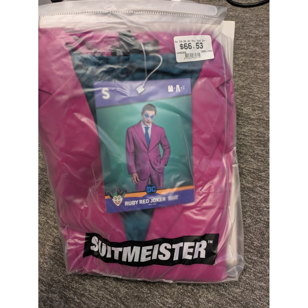 Suitmeister DC Comics Ruby Red Joker Suit Mens Small 34-36 Jacket Pants Tie NEW